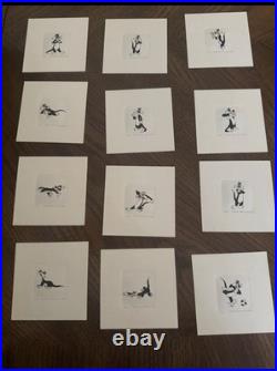 Warner Bros Sylvester Set Of 12 Etchings Hand Numbered Hand Tinted Rare