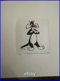 Warner Bros Sylvester Set Of 12 Etchings Hand Numbered Hand Tinted Rare
