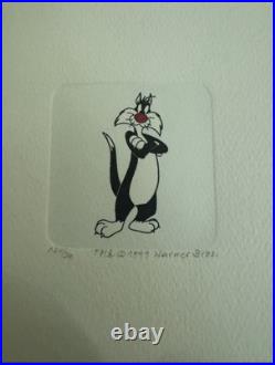 Warner Bros Sylvester Set Of 12 Etchings Hand Numbered Hand Tinted Rare