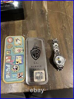 Warner Bros by Fossil Looney Tunes Daffy Duck Watch Metal Band Rare Vintage