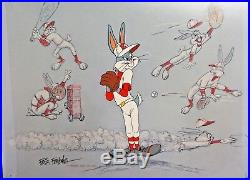 Warner Brothers Cel Bugs Bunny Baseball Bugs Signed by Friz Freleng Rare Cell
