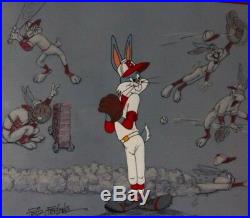 Warner Brothers Cel Bugs Bunny Baseball Bugs Signed by Friz Freleng Rare Cell