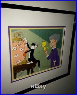 Warner Brothers Cel Sylvester Tweety Caught Again Signed Friz Freleng Rare Cell