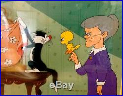 Warner Brothers Cel Sylvester Tweety Caught Again Signed Friz Freleng Rare Cell