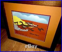 Warner Brothers Chuck Jones Signed Wile E Coyote Cel Hot Pursuit Rare 1983 Cell