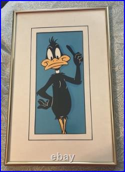 Warner Brothers Looney Tunes Framed Art Daffy 14 X 9 Rare Blue See Photos