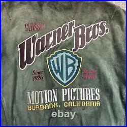 Warner Brothers Rare Vintage Studio Store Men's Suede Varsity Jacket Large Green