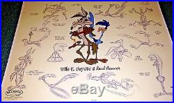 Warner Brothers Road Runner Wile E Coyote Cel Model Sheet Rare Number 1 HC Cell