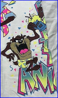 Where's The Party 100% Taz T-Shirt Size L RARE 1990 Warner Bros Sherry's Best