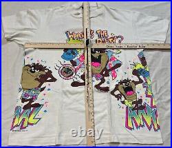 Where's The Party 100% Taz T-Shirt Size L RARE 1990 Warner Bros Sherry's Best