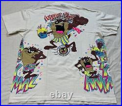 Where's The Party 100% Taz T-Shirt Size L RARE 1990 Warner Bros Sherry's Best