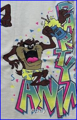 Where's The Party 100% Taz T-Shirt Size L RARE 1990 Warner Bros Sherry's Best